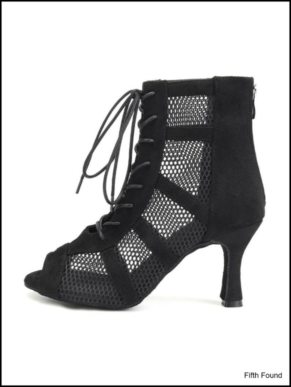 Women's Mesh Lace Up Dance Ankle Boots with Zipper